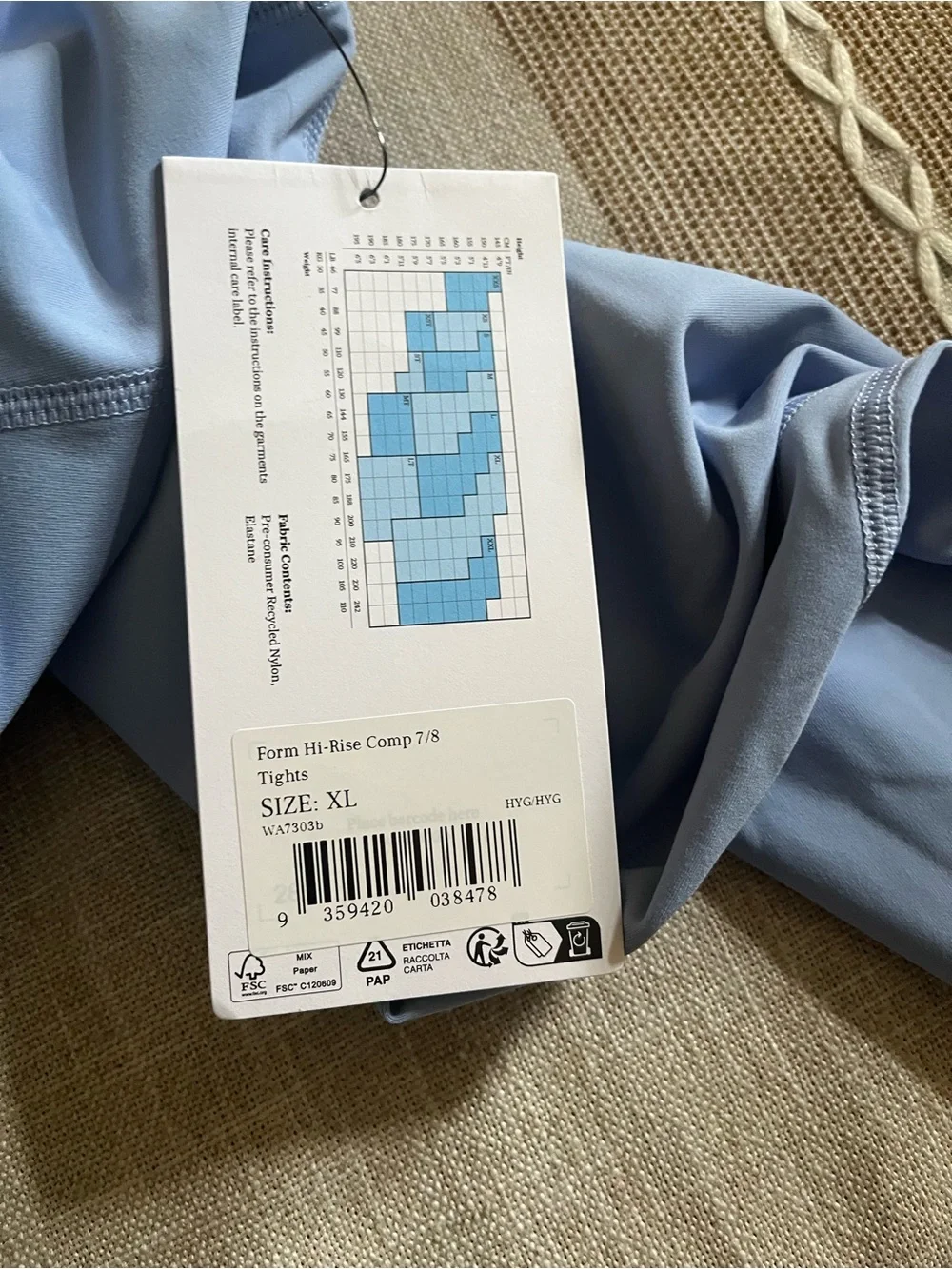 2XU Light Blue High-Rise Compression Tights- XL NWT